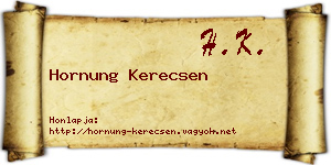 Hornung Kerecsen névjegykártya
